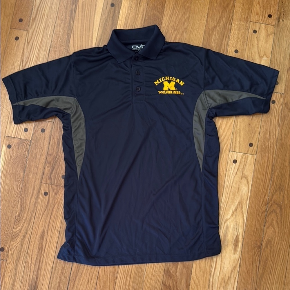 University of Michigan U of M Men's Navy Polo Shirt Embroidered Logo Size M